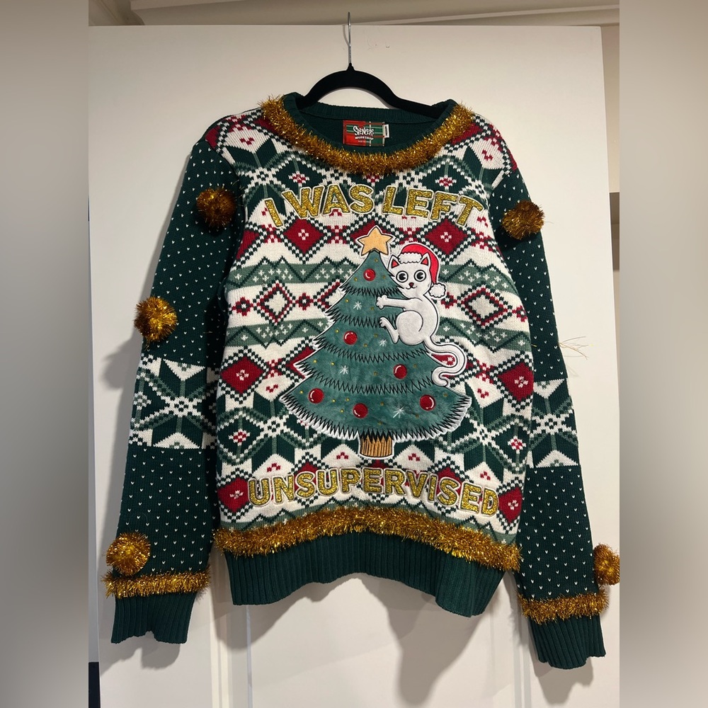 Spencer's Festive Green and Red Sweater